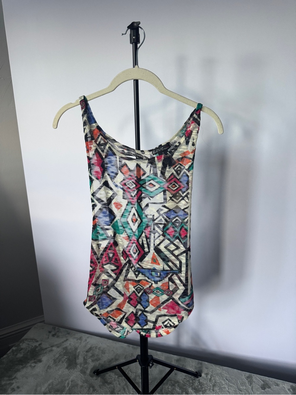 Love Culture Multicolor Aztec Scoop Neck Muscle Tee